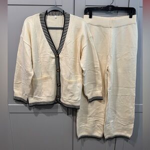 Cream Cardigan and Pants Set Medium